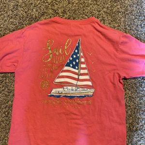 Simply southern T-shirt - Sail Away - youth Large. Salmon color